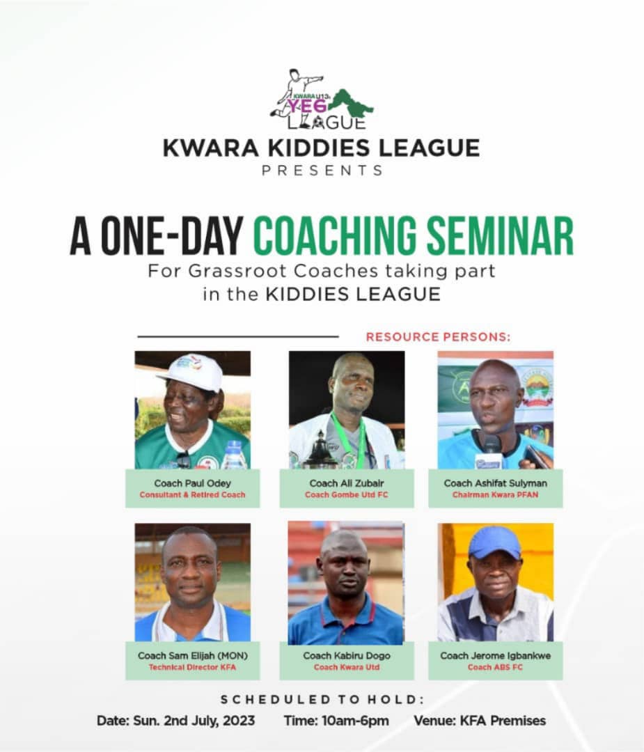 Kwara Kiddies YEG league set to hold seminar for Coaches
